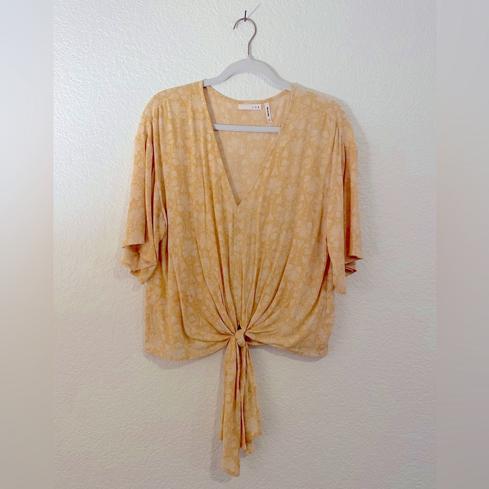 LUQ Front-Tie Yellow Floral Top - Size M